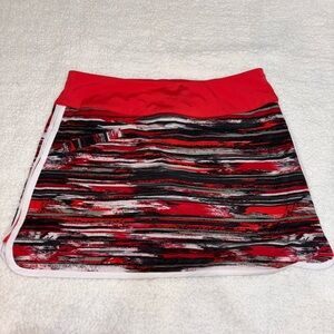 Athleta Red and Black Patterned Skater Skirt